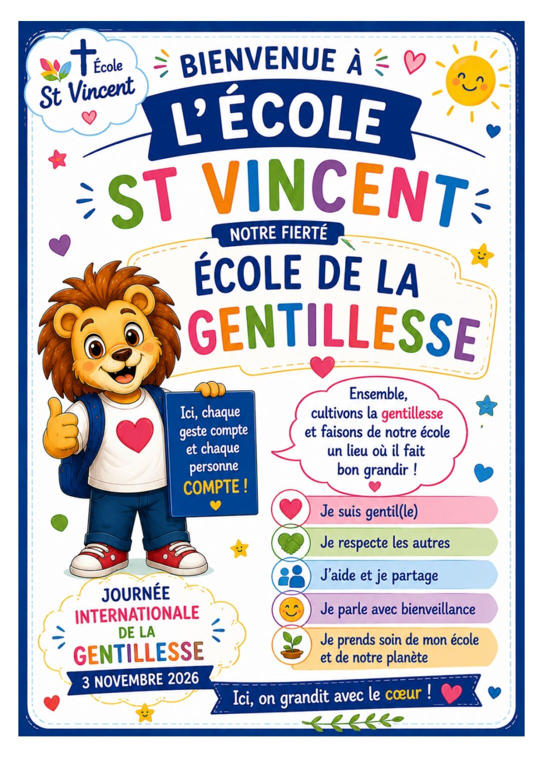 Affiche - Saint Vincent École de la gentillesse 2026